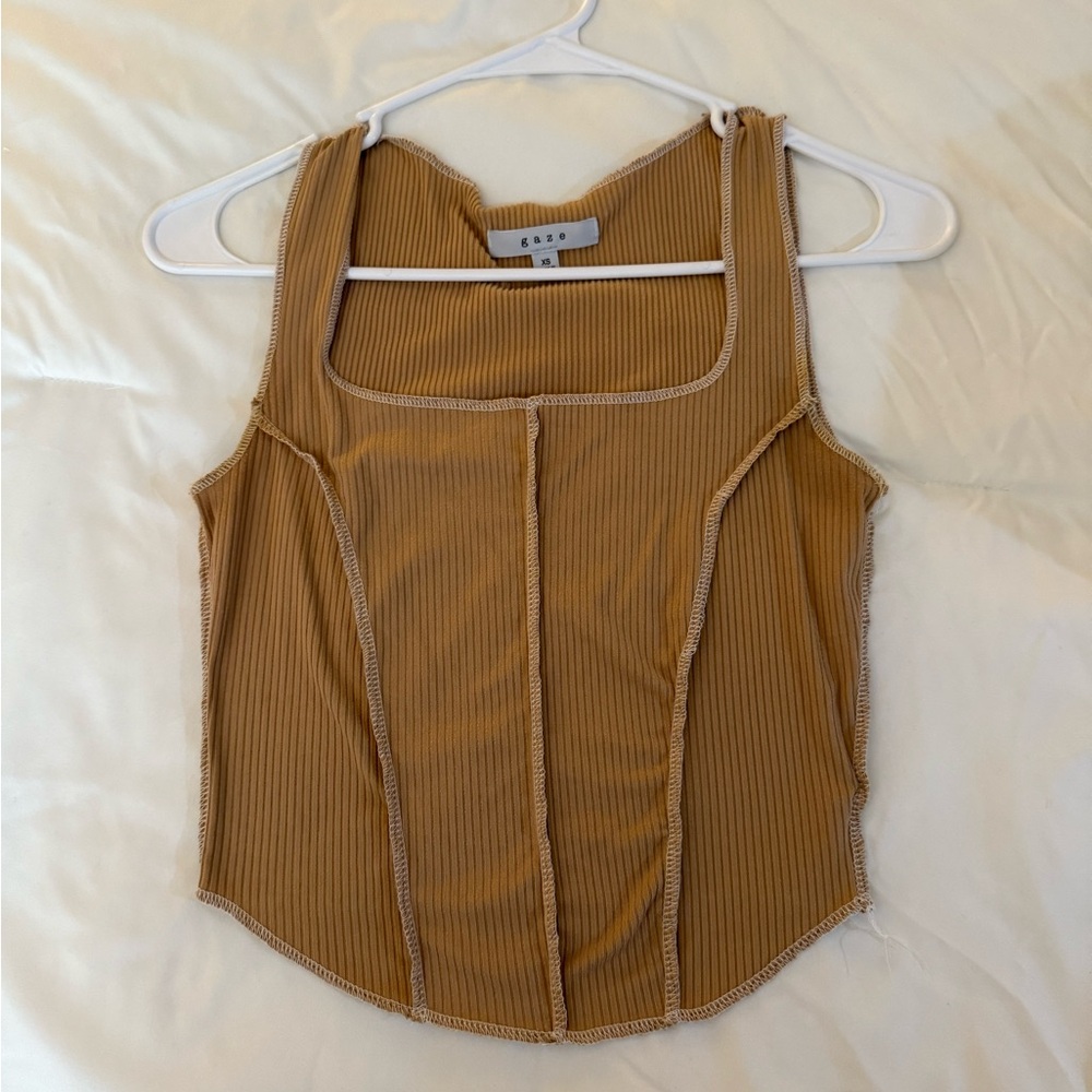 Gaze Camel Ribbed Tank Top